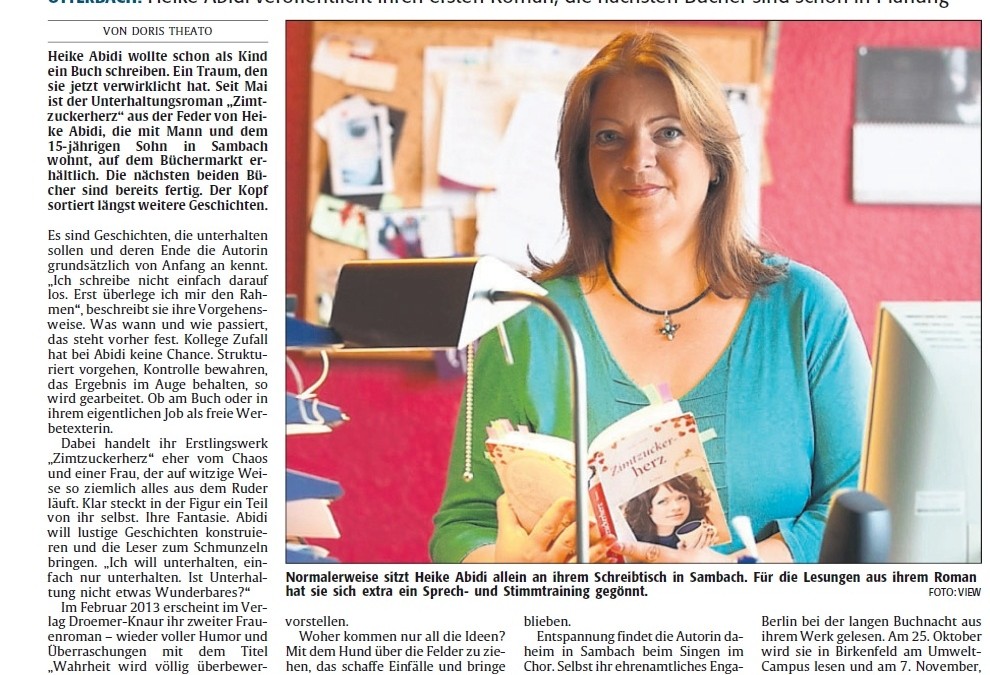 Zeitungsporträt über mich in der Rheinpfalz
